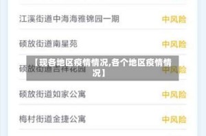 【现各地区疫情情况,各个地区疫情情况】