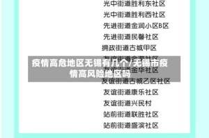 疫情高危地区无锡有几个/无锡市疫情高风险地区吗