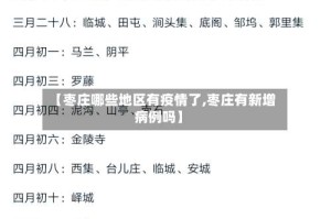 【枣庄哪些地区有疫情了,枣庄有新增病例吗】