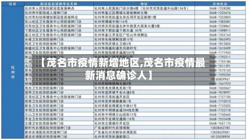 【茂名市疫情新增地区,茂名市疫情最新消息确诊人】-第3张图片